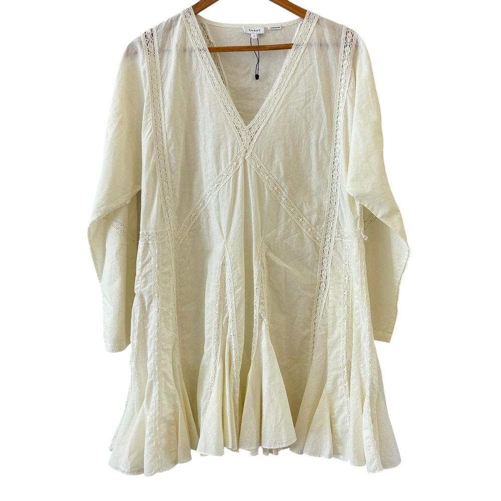 Rhode Crochet Lace Mini Dress Womens S Cream Boho Swing Resort Beach